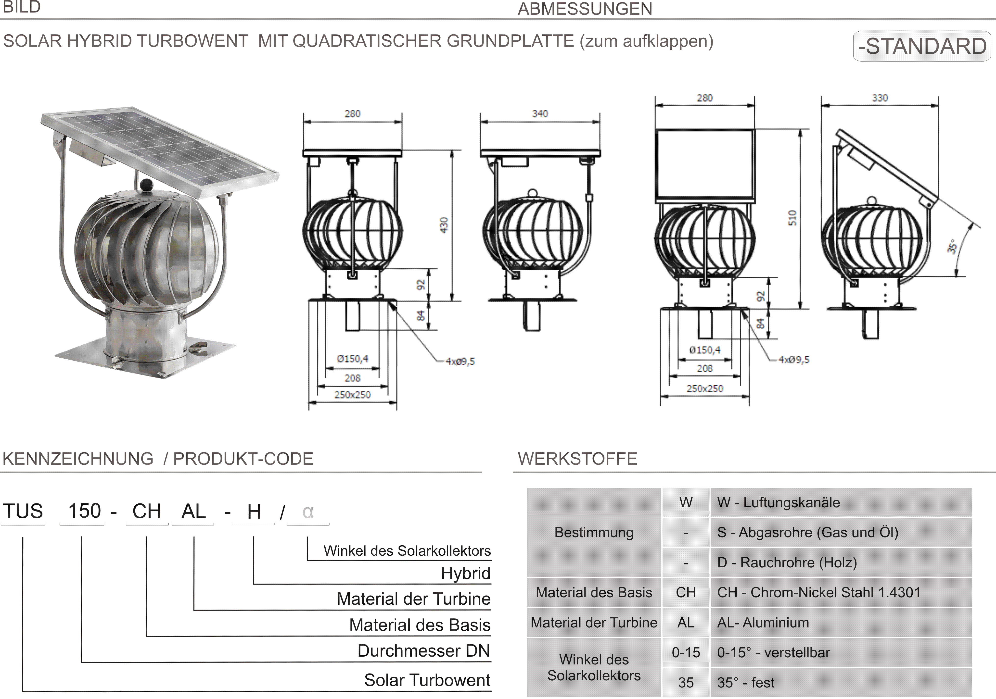 Produkt Beschreibung TUS-H-STANDARD